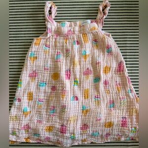 Angel Dear Pink Ice Cream Print Cotton Muslin Dress